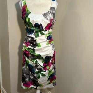 Suzi Chin for Maggy London Floral Ruched Wiggle Dress